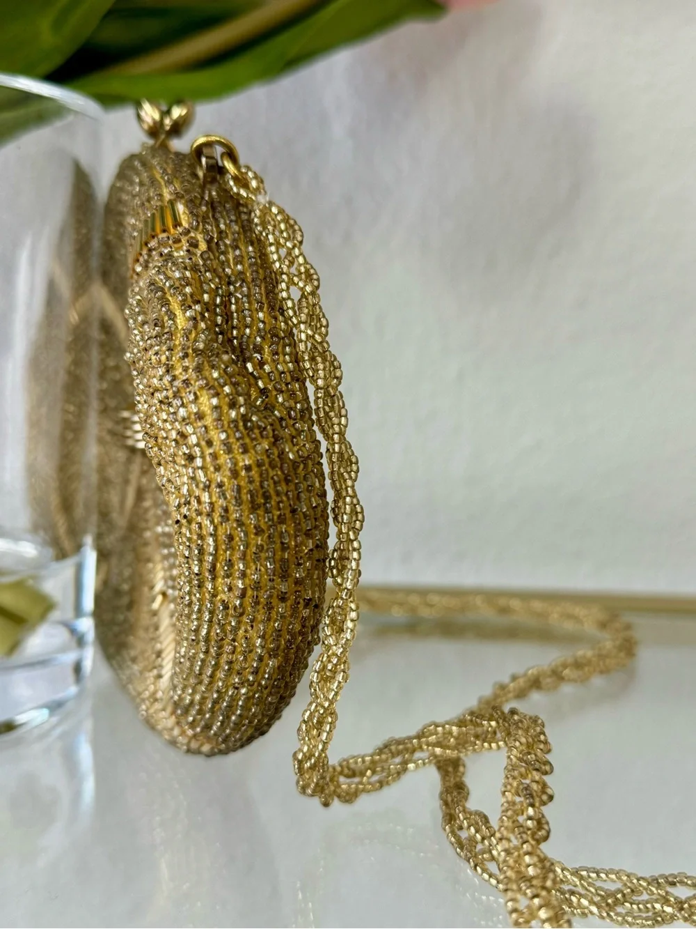 Vintage Richette Japan Gold Beaded Evening Bag Clutch